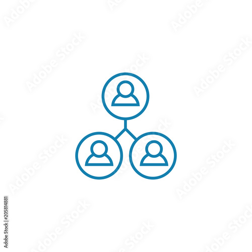 Principles of subordination line icon, vector illustration. Principles of subordination linear concept sign.