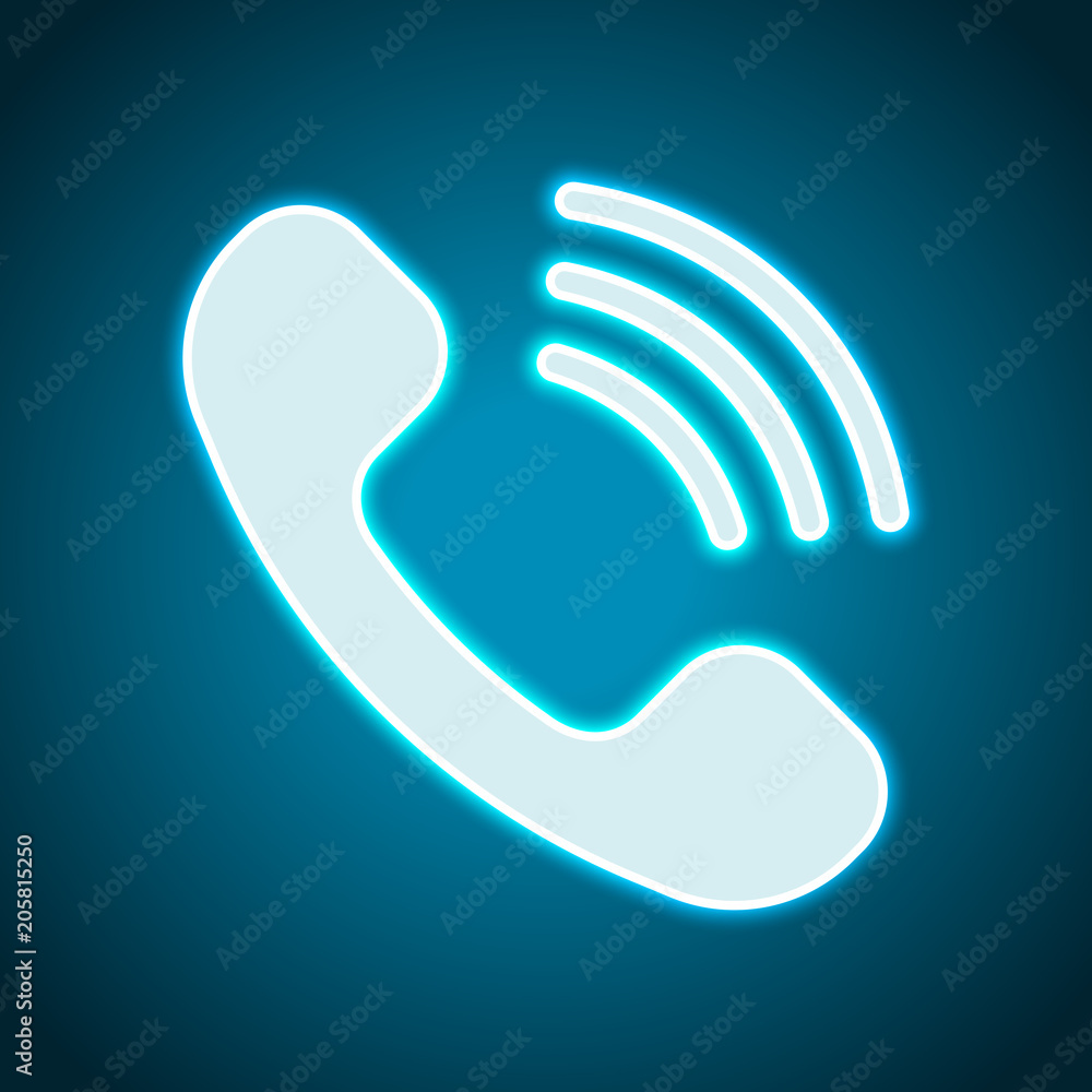 Ringing phone icon. Retro symbol. Neon style. Light decoration icon. Bright electric symbol Ringing phone icon. Retro symbol. Neon style. Light decoration icon. Bright electric symbol
