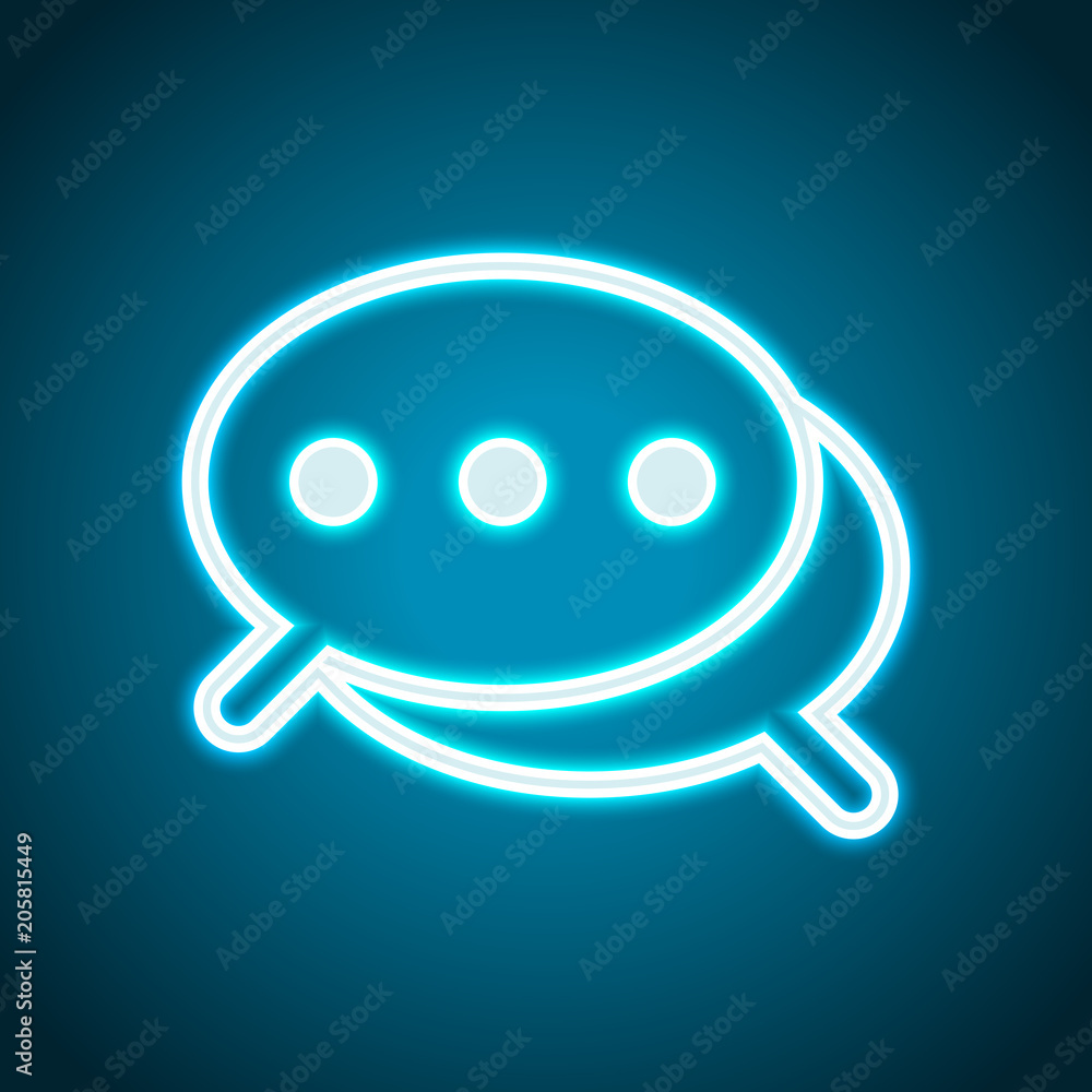 Simple chat. Couple of text clouds. Linear icon with thin outline. Neon style. Light decoration icon. Bright electric symbol Simple chat. Couple of text clouds. Linear icon with thin outline. Neon style. Light decoration icon. Bright electric symbol