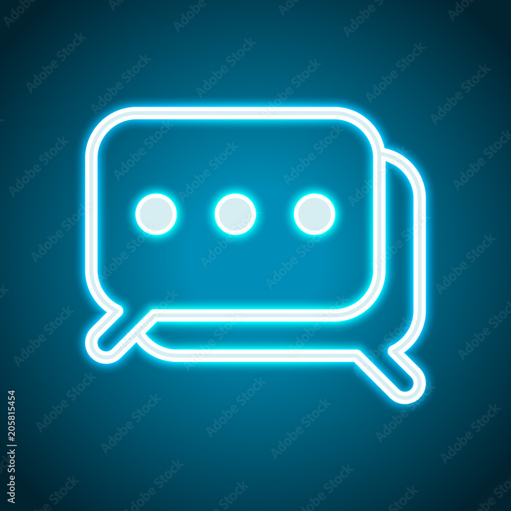 Simple chat. Couple of square text clouds. Linear icon with thin outline. Neon style. Light decoration icon. Bright electric symbol Simple chat. Couple of square text clouds. Linear icon with thin outline. Neon style. Light decoration icon. Bright electric symbol