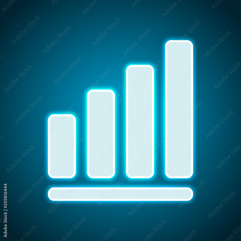 Growing graph line icon. Neon style. Light decoration icon. Brig Growing graph line icon. Neon style. Light decoration icon. Brig