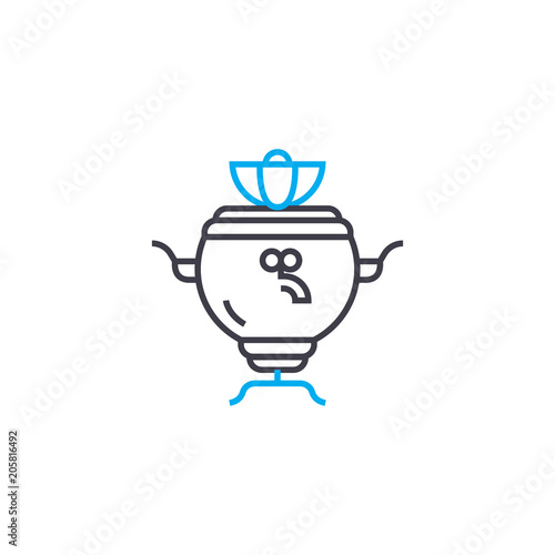 Russian samovar line icon, vector illustration. Russian samovar linear concept sign.