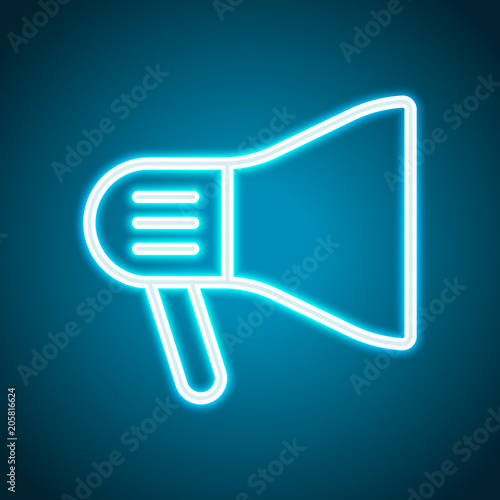 mouthpiece icon. Neon style. Light decoration icon. Bright elect