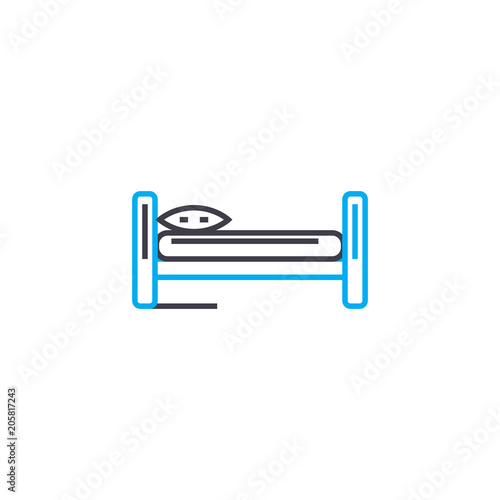 Single bed line icon, vector illustration. Single bed linear concept sign.