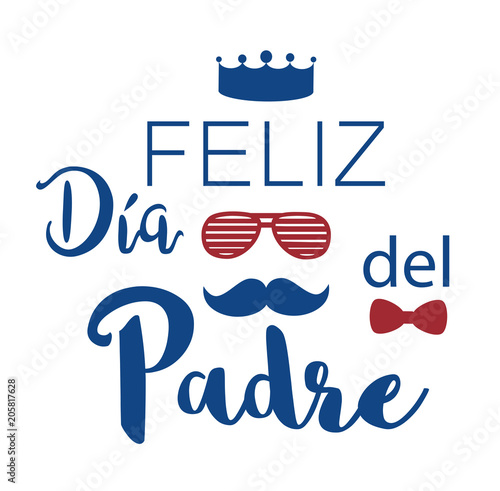 Feliz dia del Padre. Happy father's day in Spanish. Vector illustration. photo