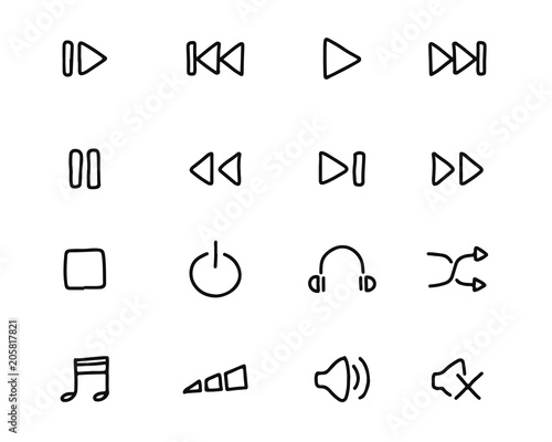 music and video button estate icon design illustration,hand drawn style design, designed for web and app