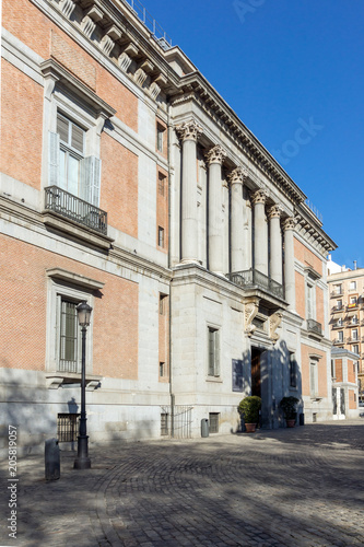 Facade of Museum of the Prado in City of Madrid, Spain 