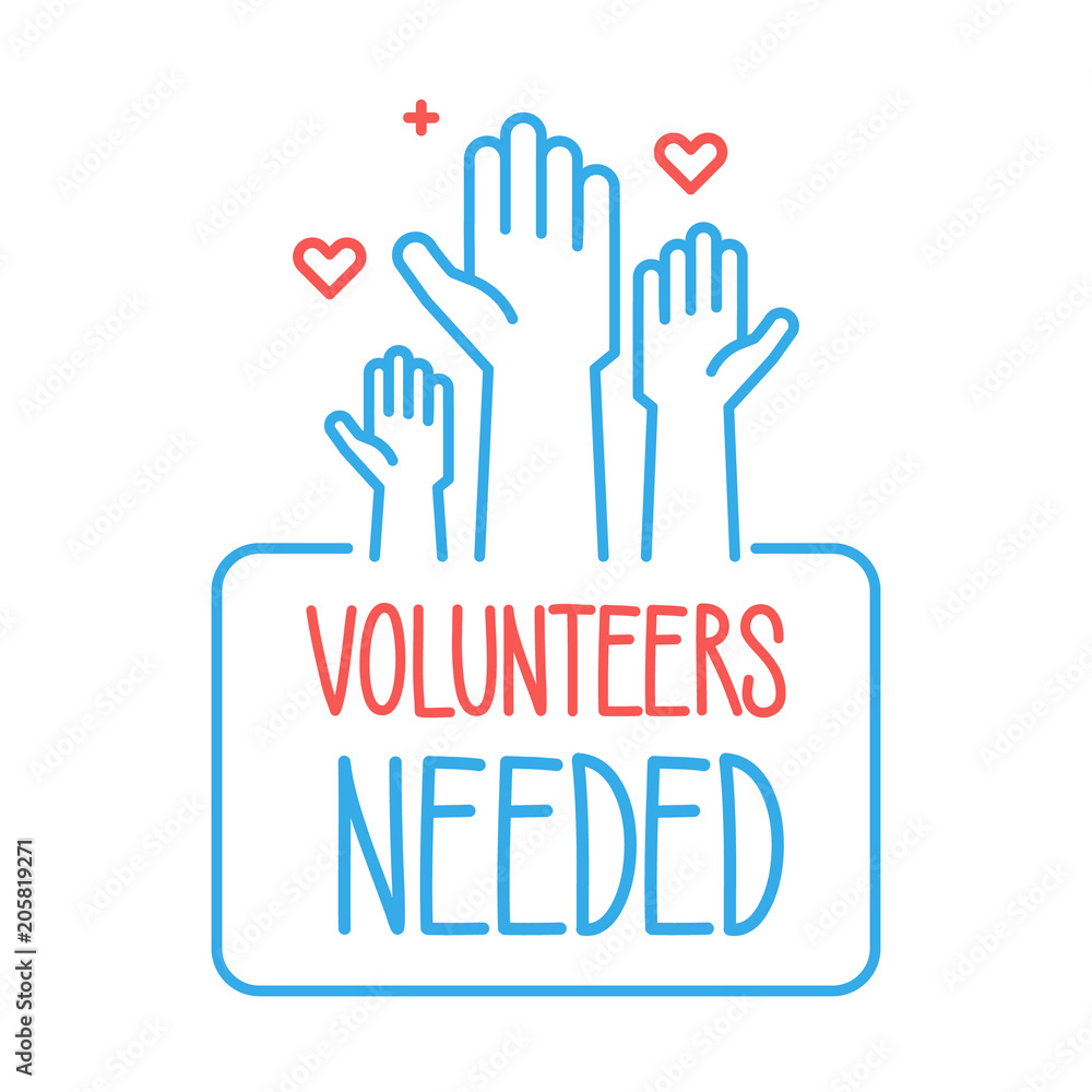 Vettoriale Stock Volunteers Needed Banner Design Vector Illustration For Charity Volunteer