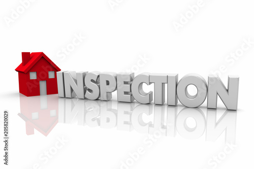 Home Inspection House Word Certified Inspector 3d Render Illustration photo