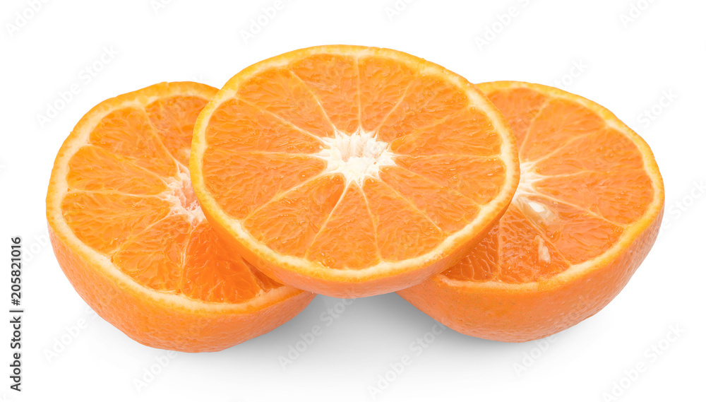 Orange fruit slice on white background Orange fruit slice on white background