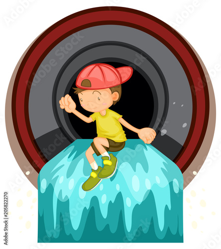 A Kid at Waste Pipe