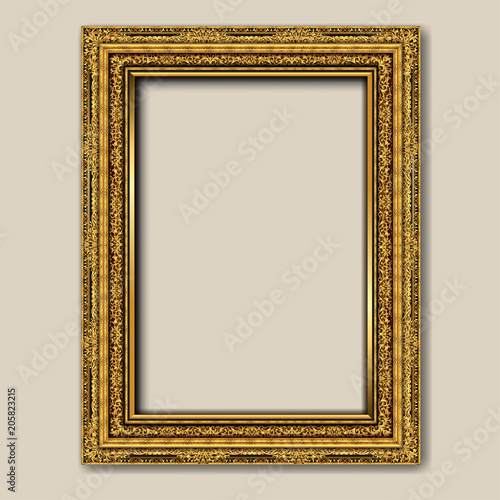 Decorative vintage frames and borders set,Gold photo frame with corner Thailand line floral for picture