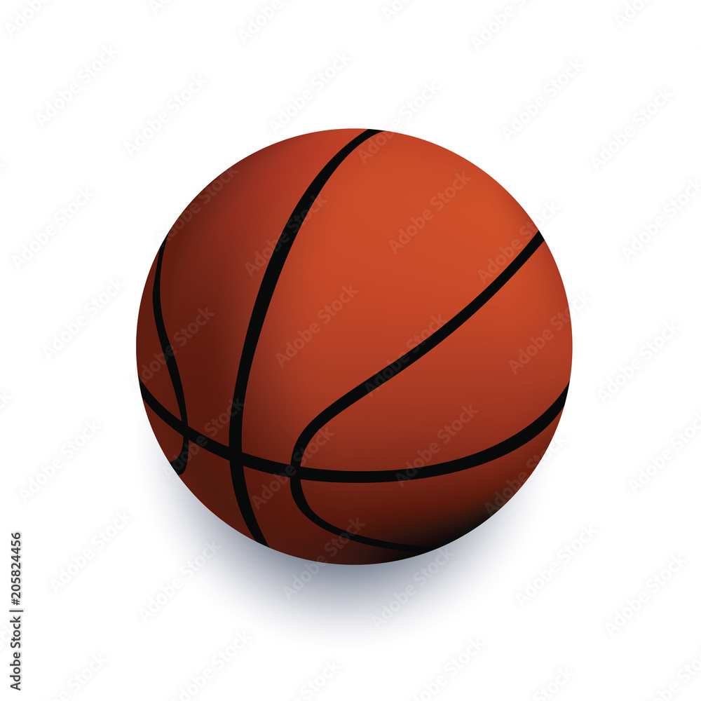 Basketball ball isolated on a white background. Realistic 3d ball