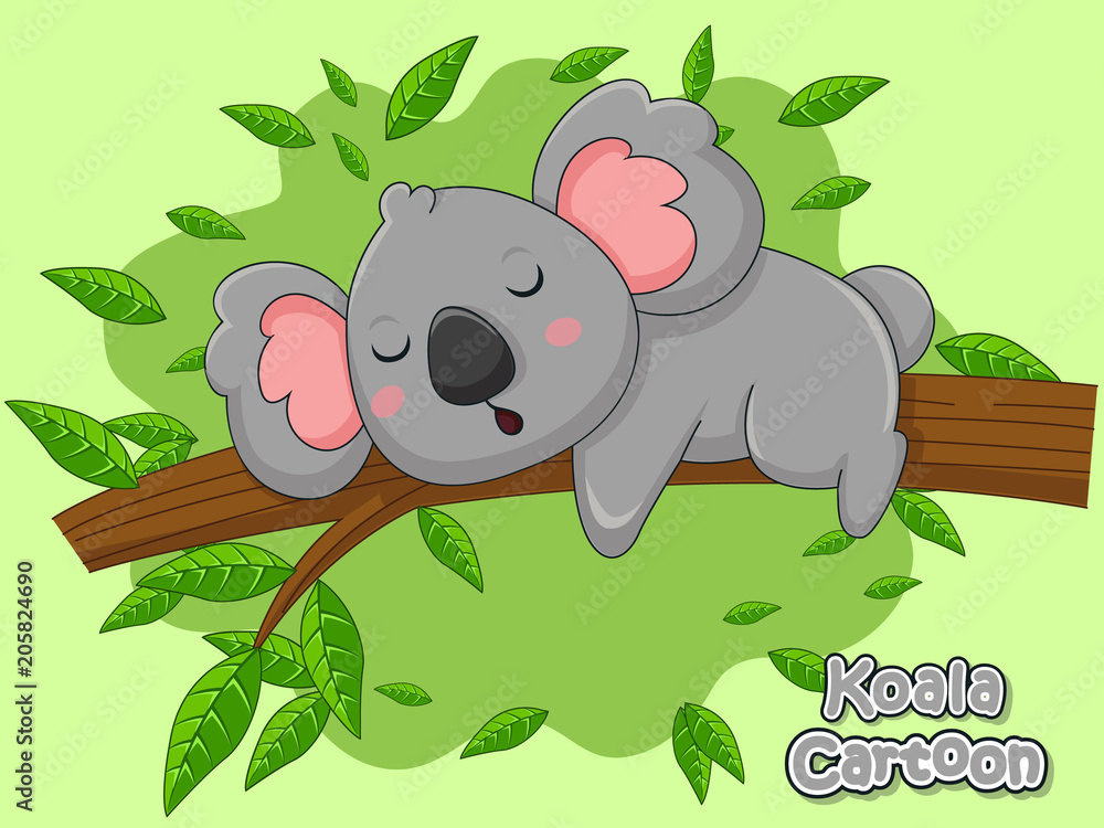 Naklejka premium Cute Cartoon Koala Characters. Vector Illustration Cartoon Style.
