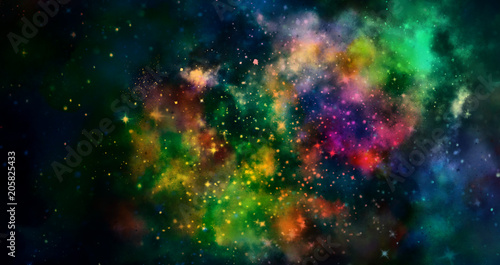 Star field in galaxy space with nebulae  abstract watercolor digital art painting for texture background