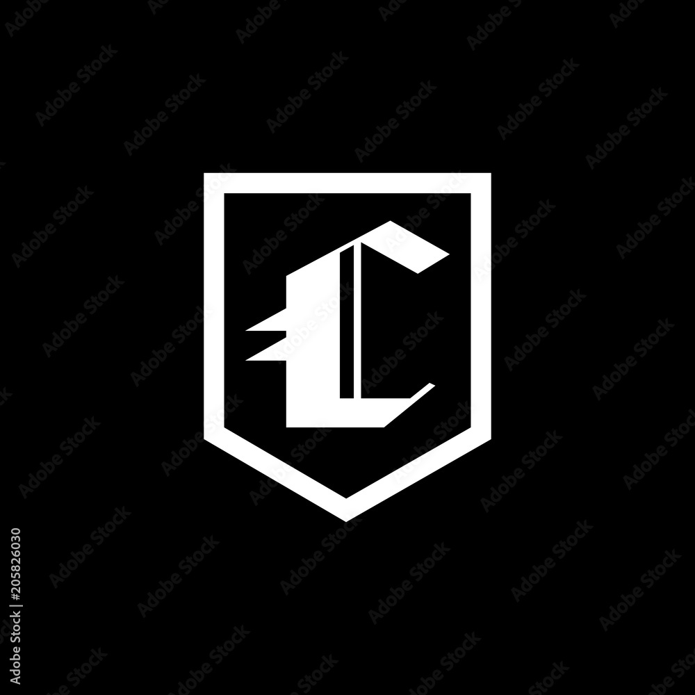 Abstract letter C shield logo design template. Premium nominal monogram business sign. Universal foundation vector icon. Abstract letter C shield logo design template. Premium nominal monogram business sign. Universal foundation vector icon.
