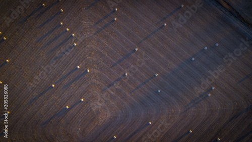 Aerial drone view of hay bales in the Scenic Rim, Queensland, Australia