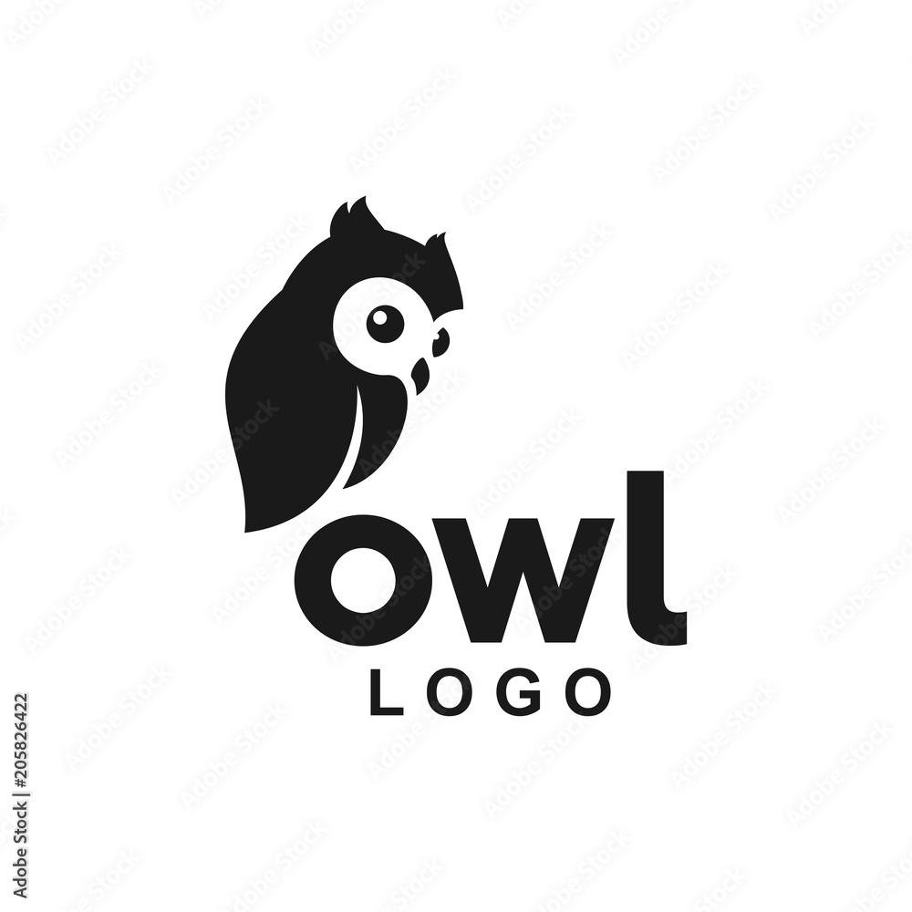 Naklejka premium dziecko sowa ikona logo ładny wektor zwierzę