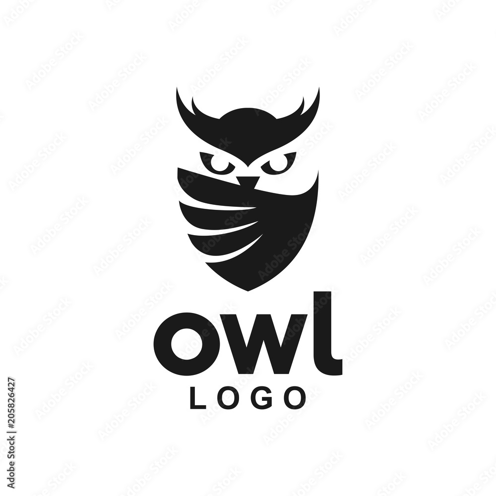 Obraz premium Sowa Logo ikona skrzydło tarczy kreatywny nowoczesny design