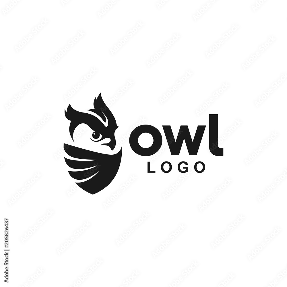 Obraz premium Logo sowa ikona zwierzęca tarcza skrzydło twórcze