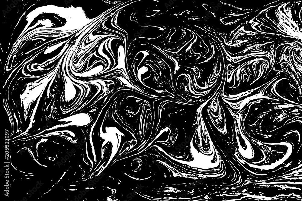 Black and white liquid texture. Hand drawn marbling illustration. Abstract vector background. Monochrome marble pattern. Black and white liquid texture. Hand drawn marbling illustration. Abstract vector background. Monochrome marble pattern.