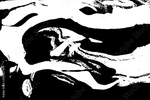 Black and white liquid texture. Hand drawn marbling illustration. Abstract vector background. Monochrome marble pattern.