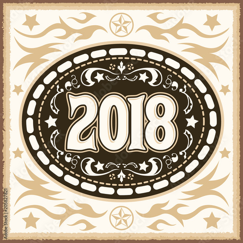 2018 western style cowboy belt buckle vector illustration 