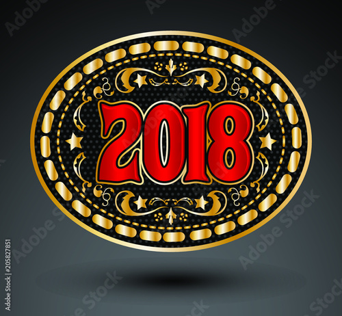 2018 western style cowboy belt buckle vector illustration 