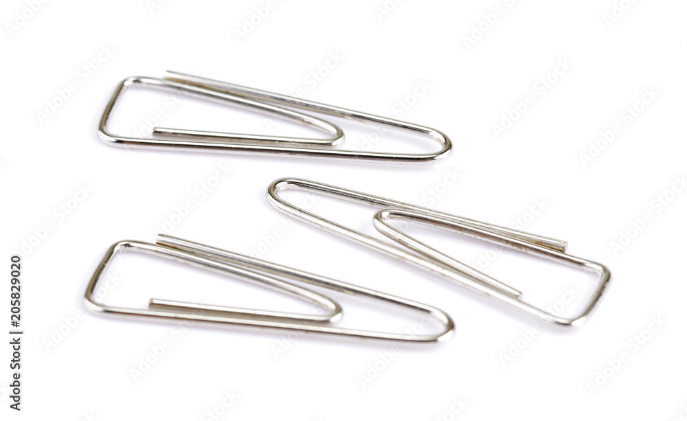 Image of silver paper clip isolated on white background Image of silver paper clip isolated on white background