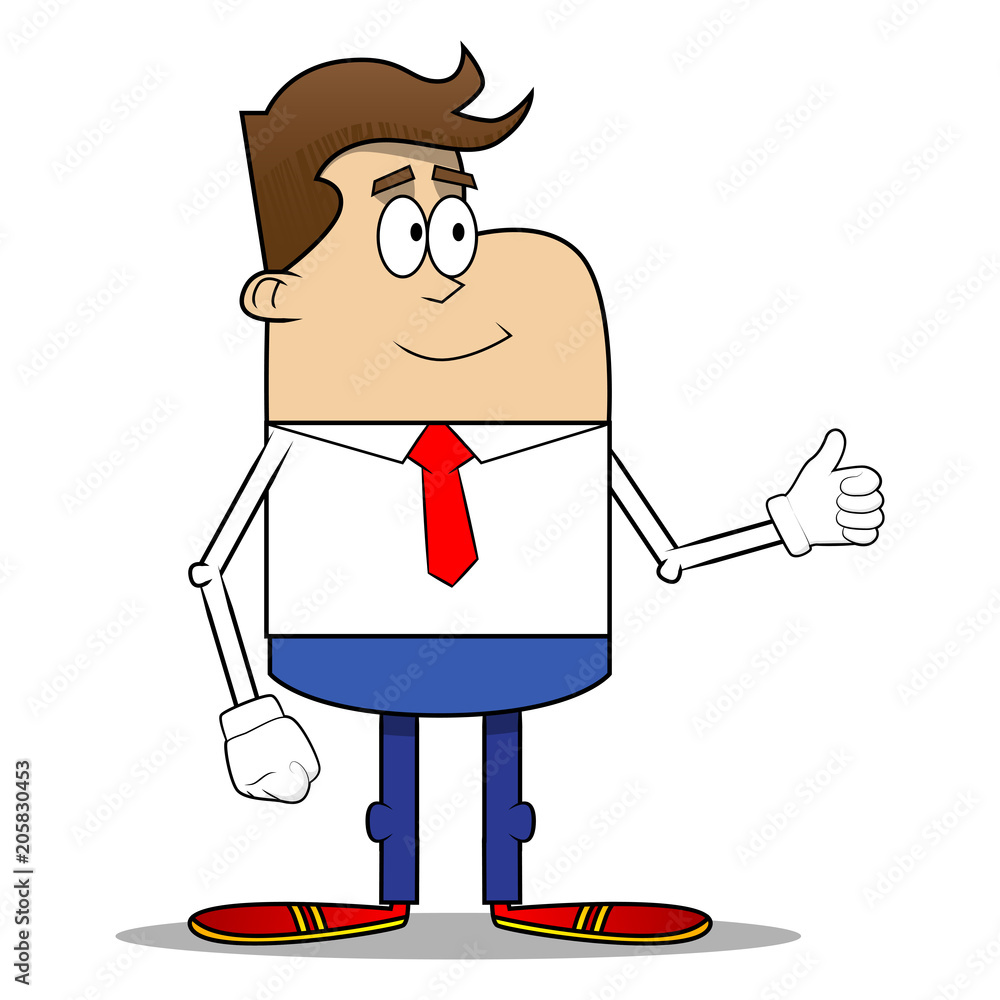 Simple retro cartoon of a businessman making thumbs up sign. Vector cartoon illustration. Simple retro cartoon of a businessman making thumbs up sign. Vector cartoon illustration.