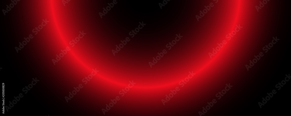 Red blurred glowing semicircle on black background. Abstract illustration with shiny lights. Blur neon round objects. Background with shining flares Red blurred glowing semicircle on black background. Abstract illustration with shiny lights. Blur neon round objects. Background with shining flares