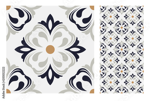 vintage tiles patterns antique seamless design in Vector illustration