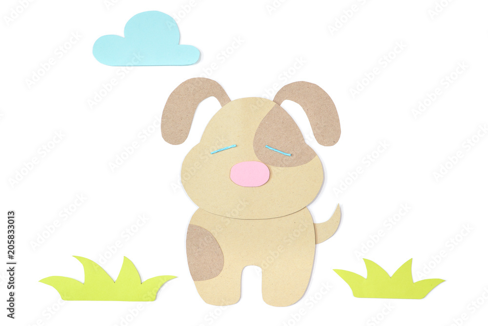 Dog paper cut on white background - isolated
Dog paper cut on white background - isolated