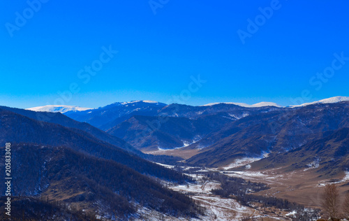 Valley in the winter mountains