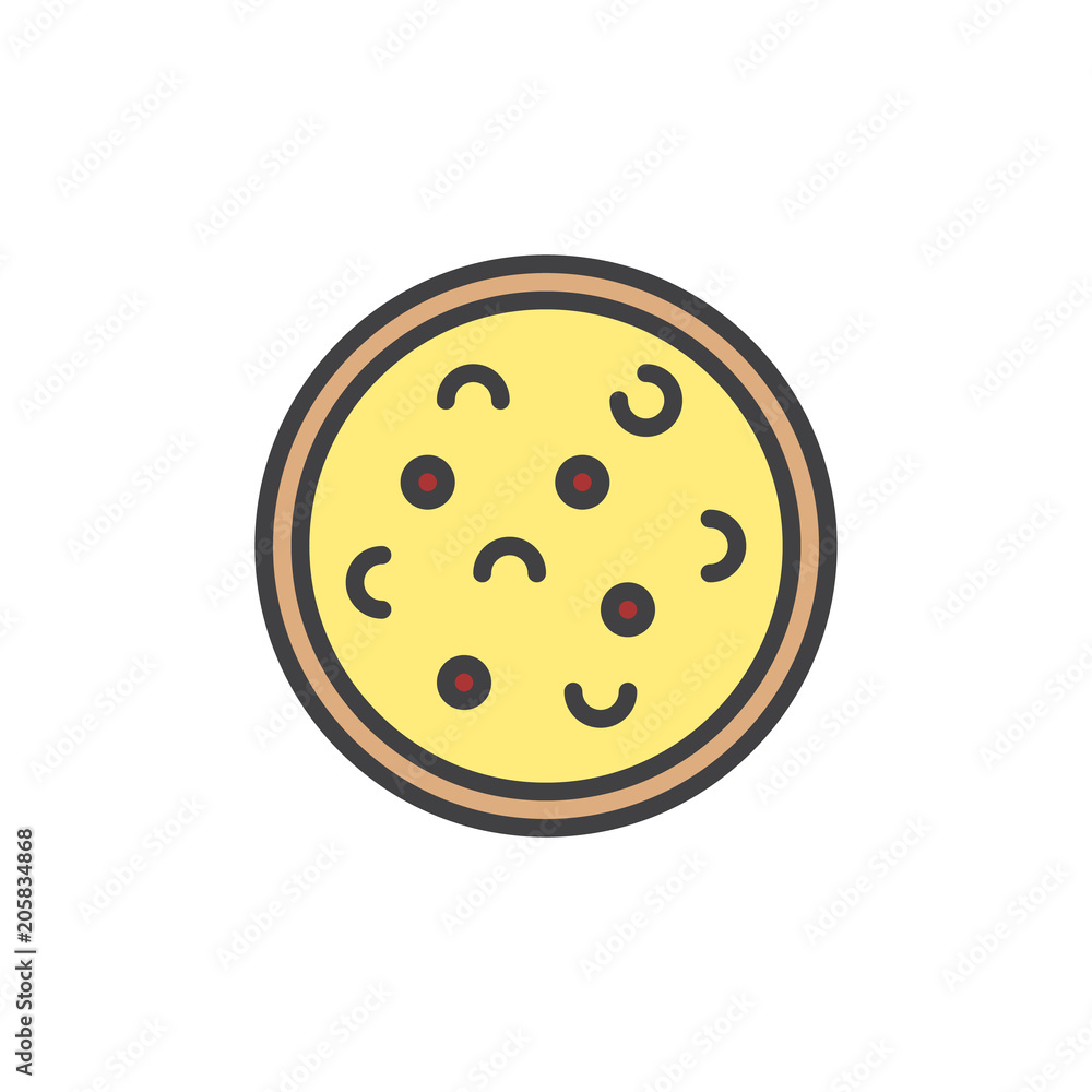 Pizza filled outline icon, line vector sign, linear colorful pictogram isolated on white. Italian cuisine food symbol, logo illustration. Pixel perfect vector graphics Pizza filled outline icon, line vector sign, linear colorful pictogram isolated on white. Italian cuisine food symbol, logo illustration. Pixel perfect vector graphics