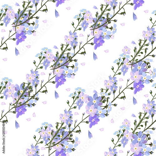 Wild flowers pattern. Cute blue littel garden flower. © WI-tuss