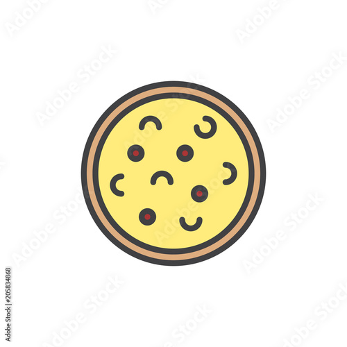 Pizza filled outline icon, line vector sign, linear colorful pictogram isolated on white. Italian cuisine food symbol, logo illustration. Pixel perfect vector graphics