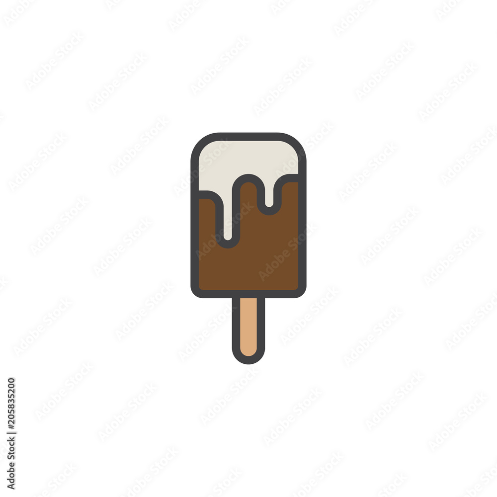 Ice cream on stick filled outline icon, line vector sign, linear colorful pictogram isolated on white. Dessert snack symbol, logo illustration. Pixel perfect vector graphics Ice cream on stick filled outline icon, line vector sign, linear colorful pictogram isolated on white. Dessert snack symbol, logo illustration. Pixel perfect vector graphics