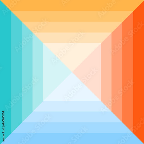 A colored geometric monochrome square divided into four colors.