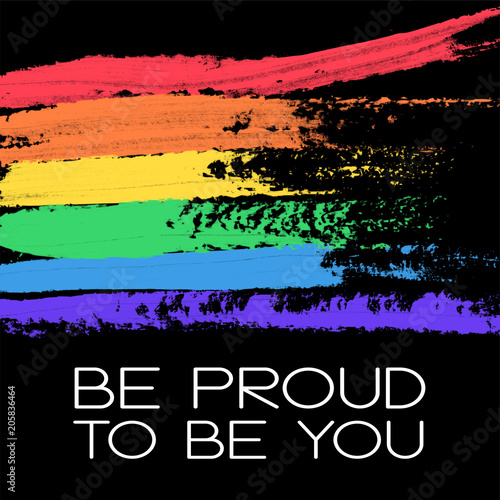 Conceptual poster with rainbow flag and lettering