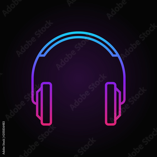 Colorful headphones vector line icon or logo element