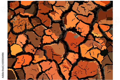 Earth, dried mud, texture, cracks in the soil, vector image