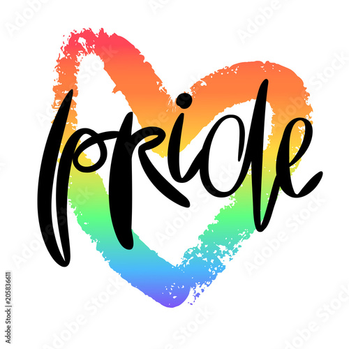 Conceptual poster with lettering and rainbow heart