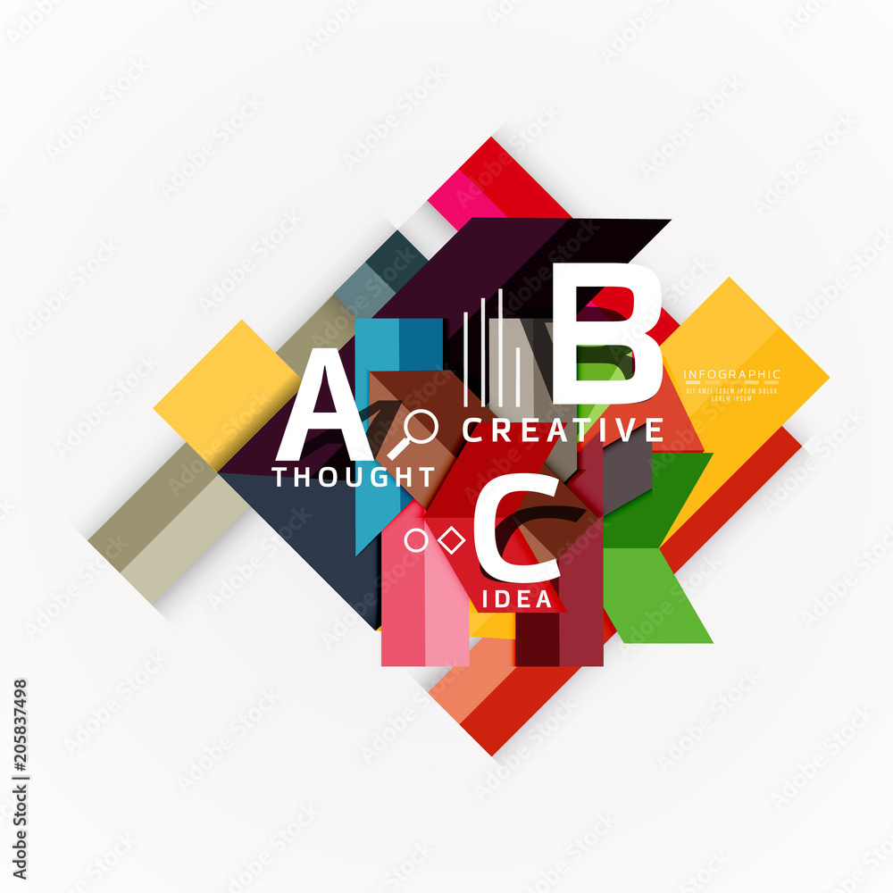 Abstract geometric option infographic banners, a b c steps process Abstract geometric option infographic banners, a b c steps process
