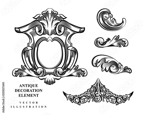 Vintage architectural Decoration elements for design. Vector illustration