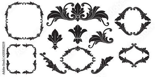 Vector baroque of vintage elements for design. 