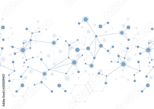 Abstract dot and line molecular structures in technology background and science style. Medical design. Vector illustration