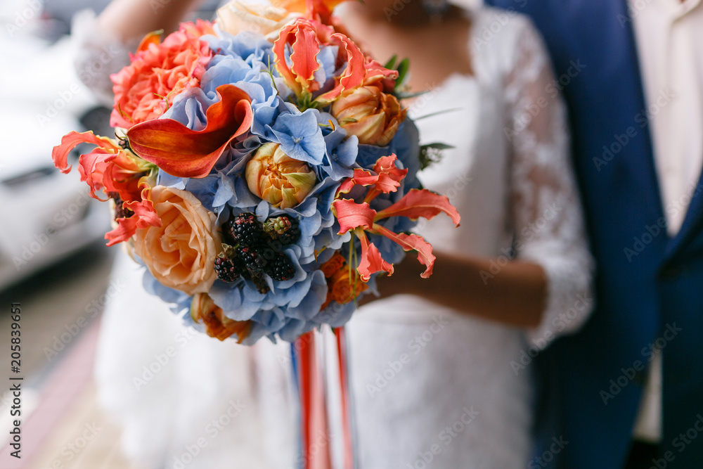 Blue Tulips Wedding Bouquet
