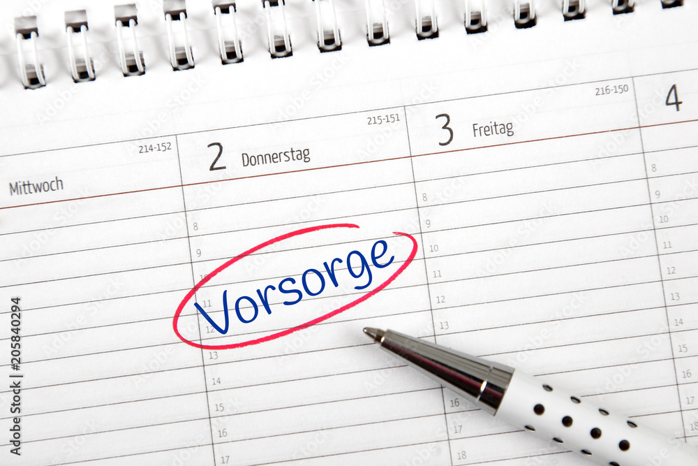 Eintrag im Kalender: Vorsorge foto de Stock | Adobe Stock