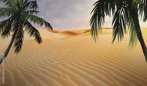 compositing in egypt desert and palm